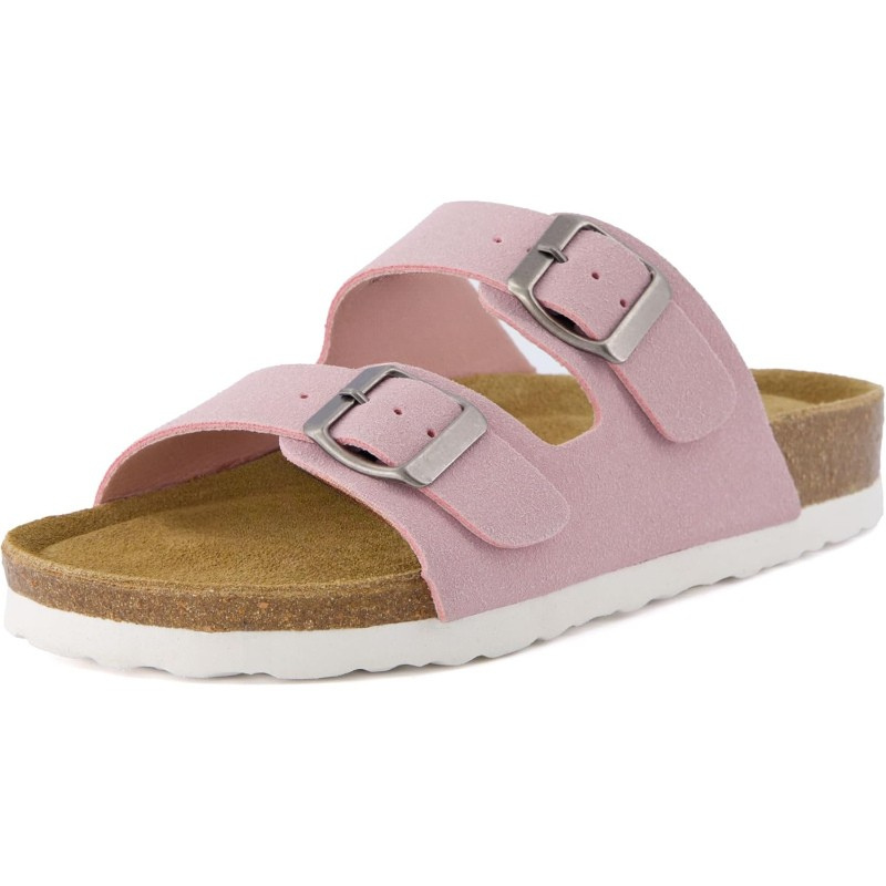 Double-Strap Adjustable Cork Footbed Sandals With EVA Sole And Buckles - Comfy Platform Shoes
