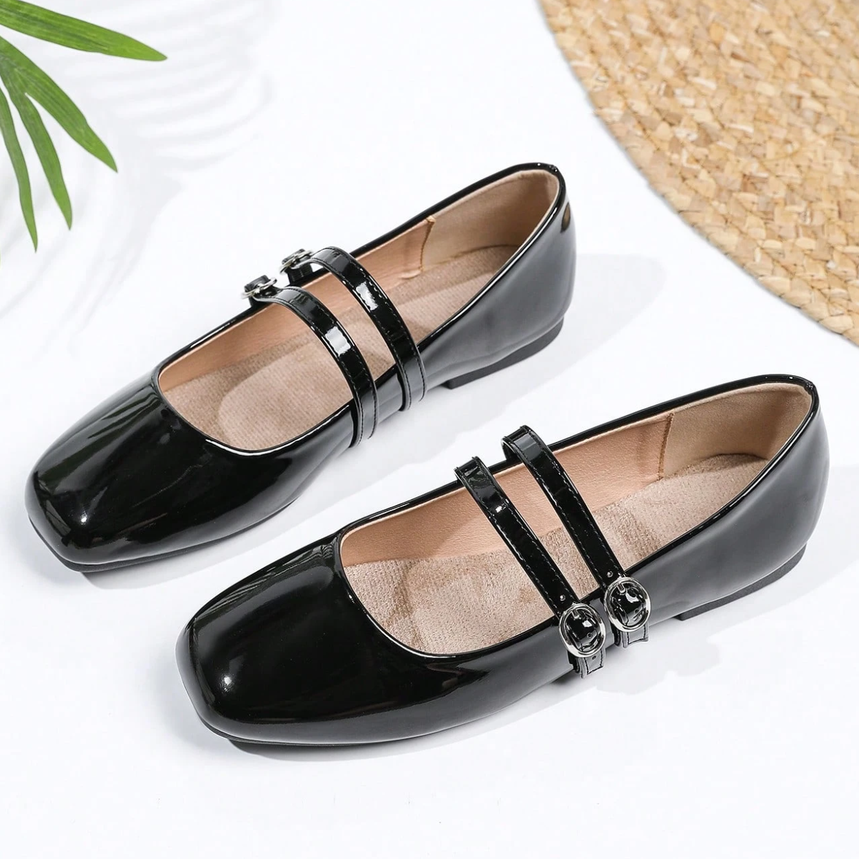 Vintage Mary Jane Inspired Flats With Double Strap For Women in Dark Brown - Interior View
