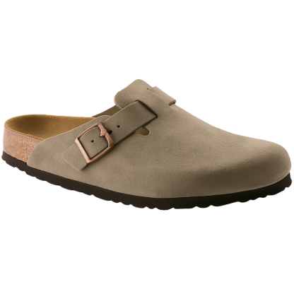 Suede Leather Clogs With Soft Cork Footbed Comfort