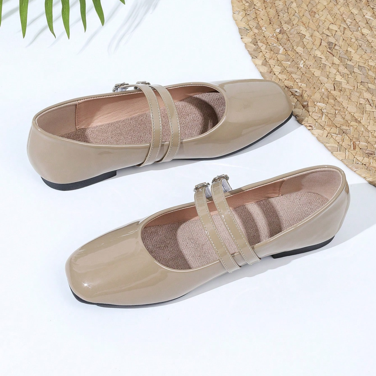 Vintage Mary Jane Inspired Flats With Double Strap For Women in Brown - Right Side