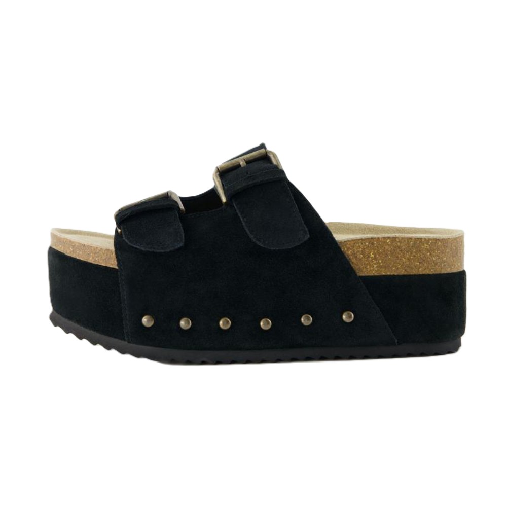 Suede Platform Slide Sandal With Dual Straps For Women