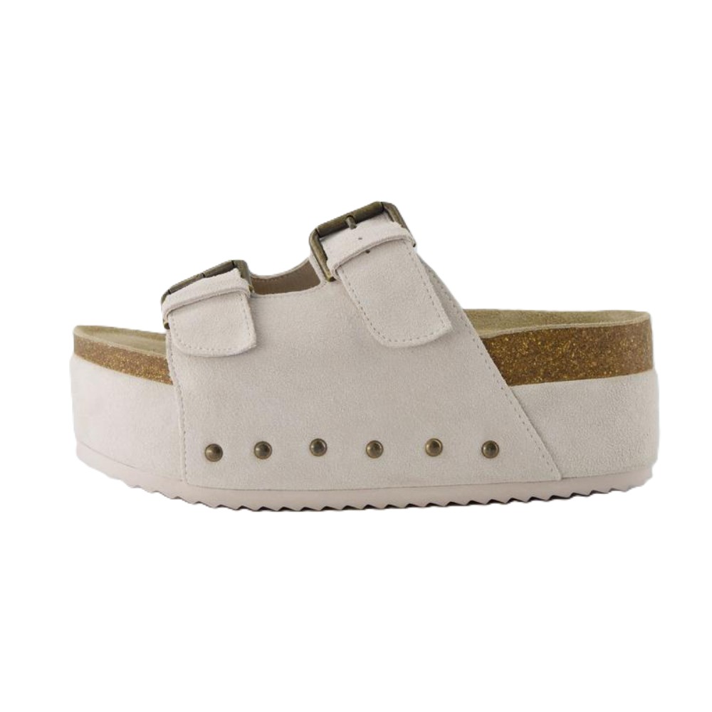 Suede Platform Slide Sandal With Dual Straps For Women