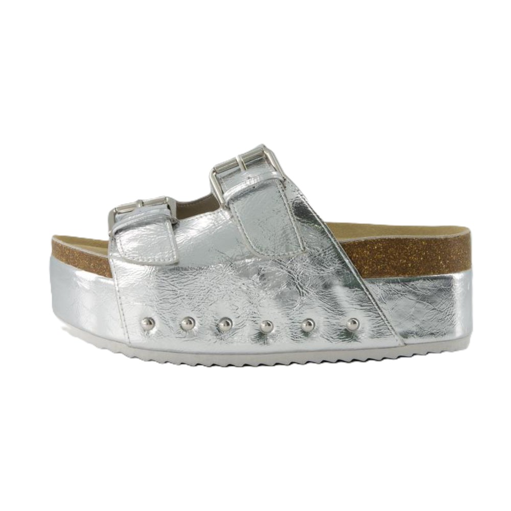 Suede Platform Slide Sandal With Dual Straps For Women