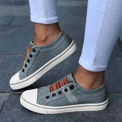 Women Large Size Canvas Elastic Wearable Casual Flats - Comfy Platform Shoes