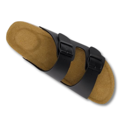 Men Footbed Sandals with Adjustable Buckle and Leather Insole