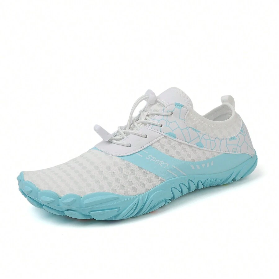 Adjustable Quick Dry Barefoot Water Shoes in White - Quarter View