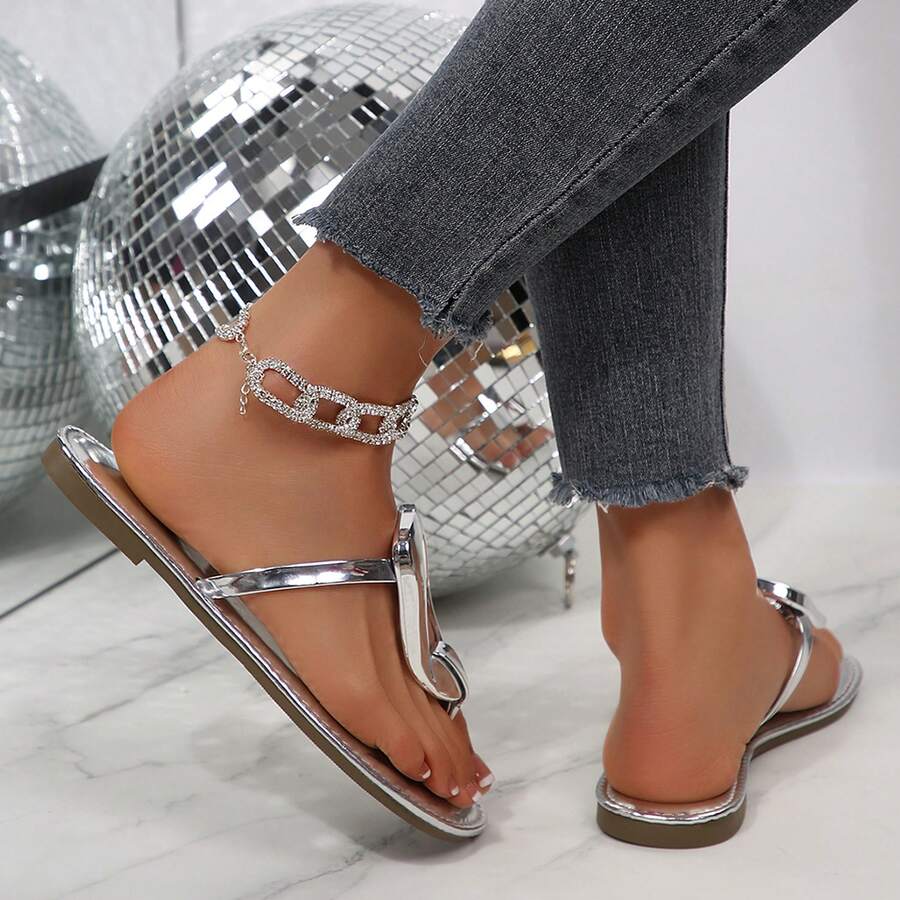 Dressy Geometric Buckle Flat Sandals For Women
