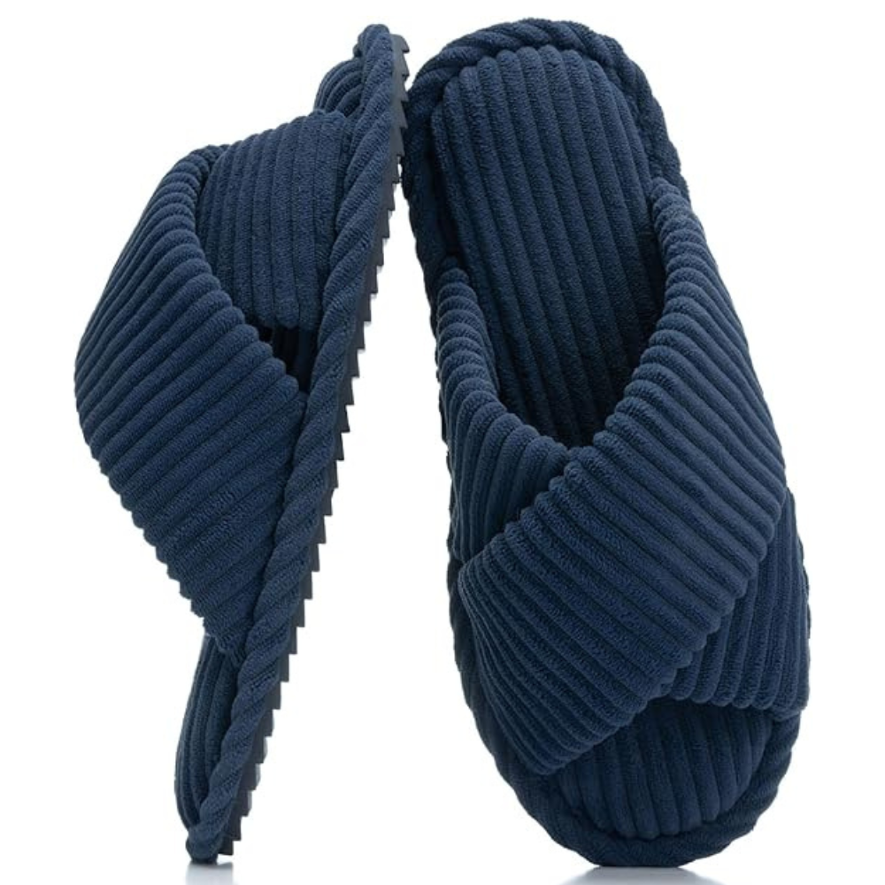Womens Memory Foam Open Toe Crossband House Slides