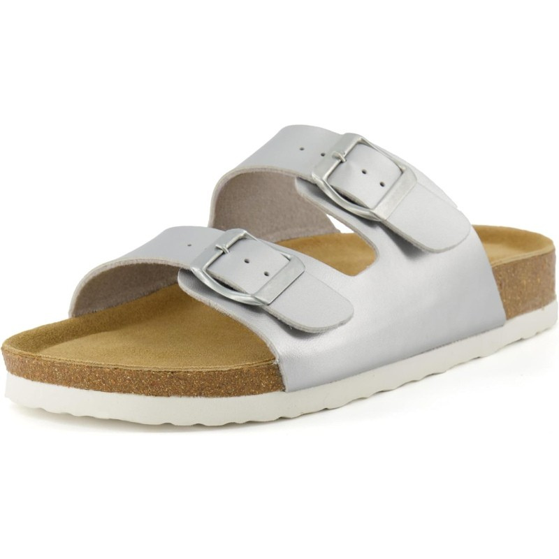 Double-Strap Adjustable Cork Footbed Sandals With EVA Sole And Buckles - Comfy Platform Shoes