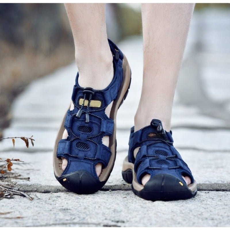 Men's Solid Sandals - Comfy Platform Shoes