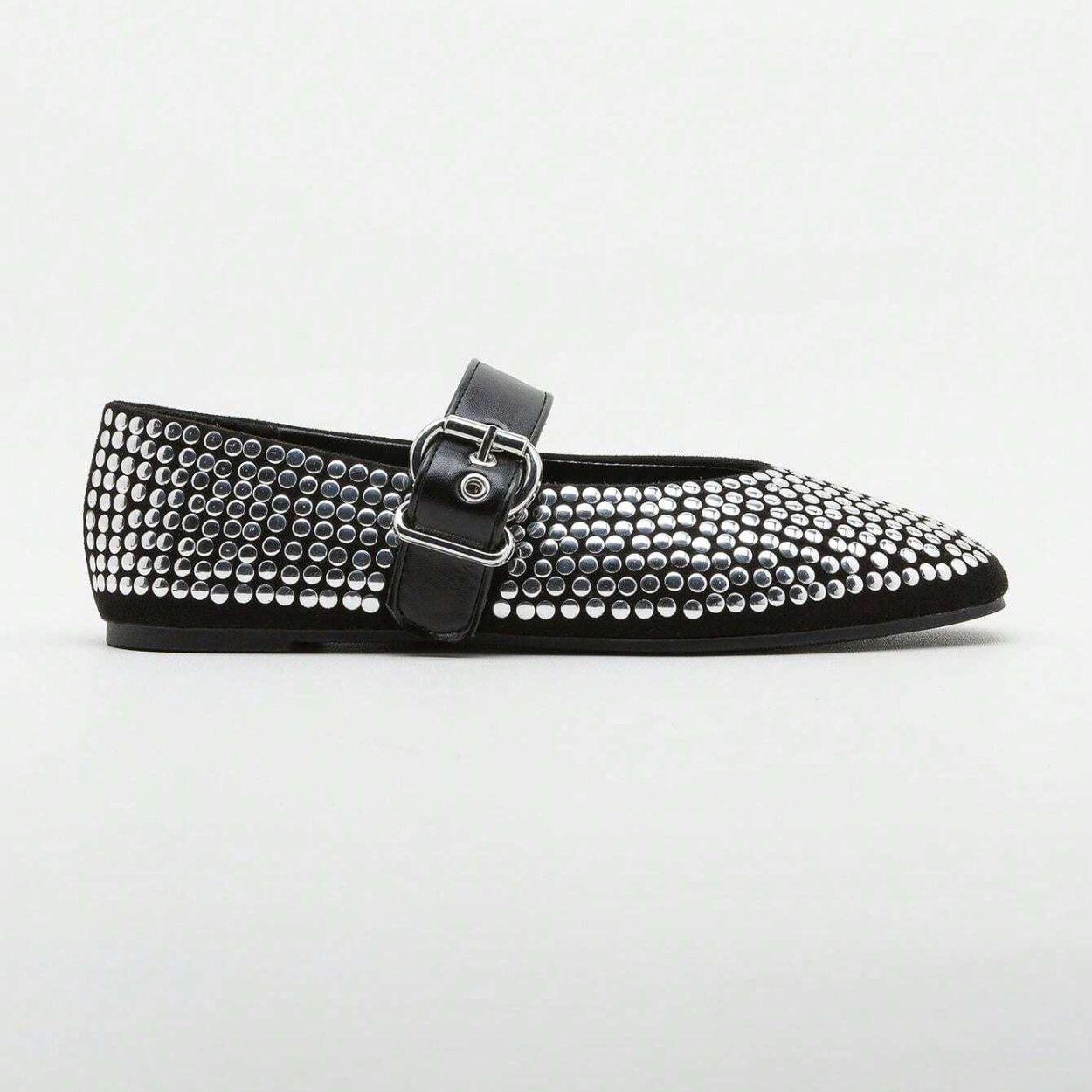 Sequin Flat Shoes With Buckle Strap For Women in Brown - Angled View