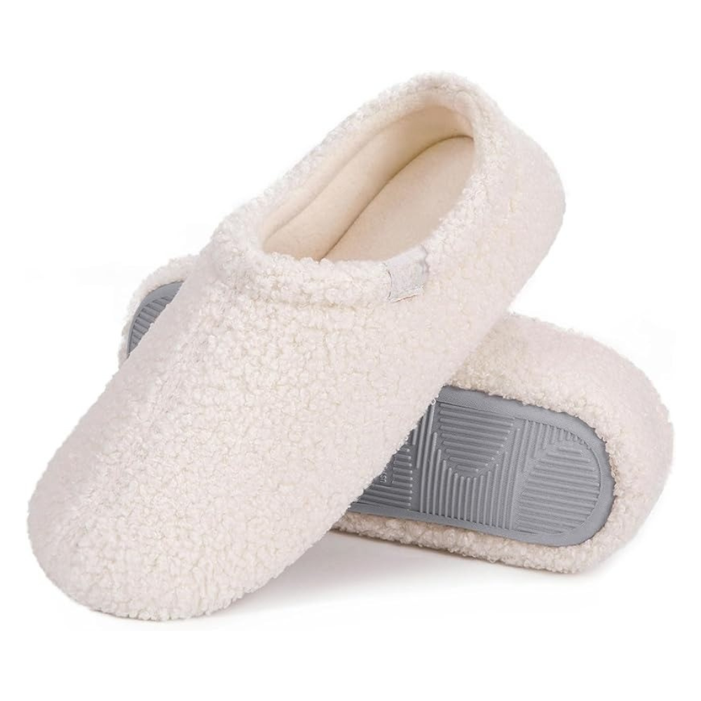 Women Memory Foam Loafer Slippers With Fuzzy Curly Fur And Cozy Fleece