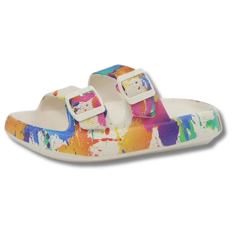 Men and Women Pillow Slippers Double Buckle Adjustable Slides