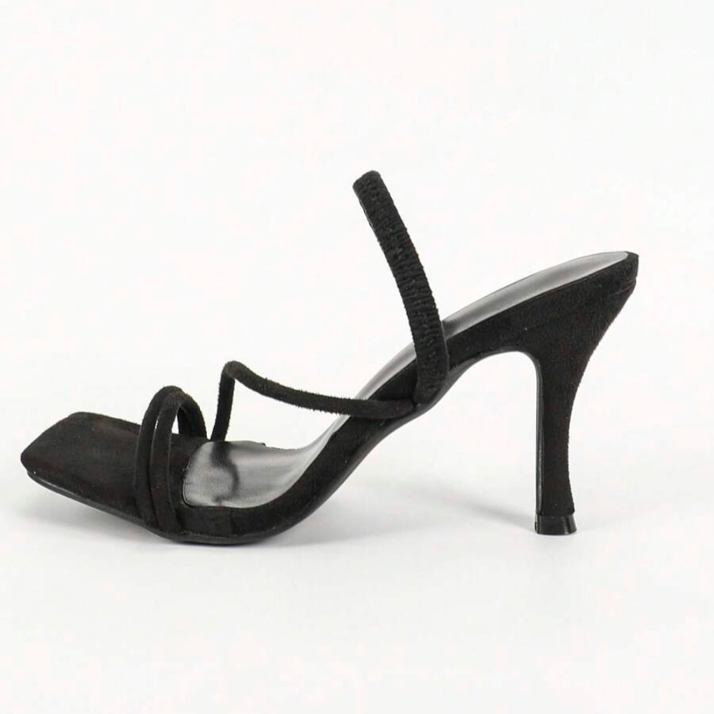 Strappy Buckle High Heel Sandals For Women in Black - Sole Detail