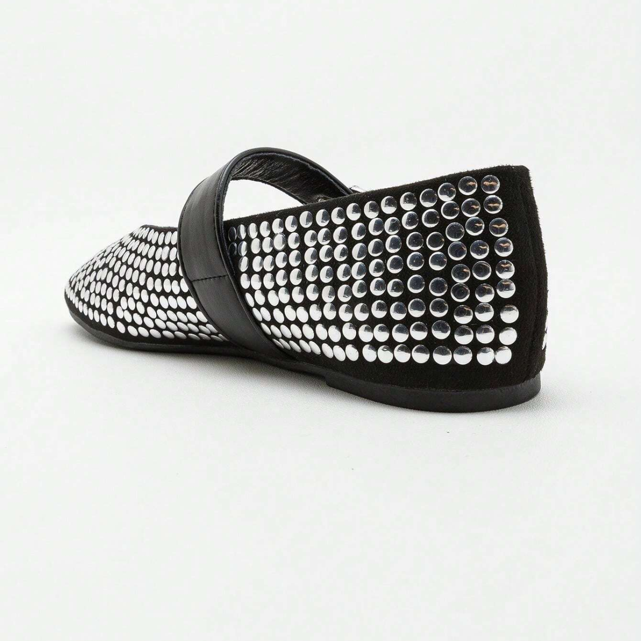 Sequin Flat Shoes With Buckle Strap For Women in Dark Gray - Close-Up Detail