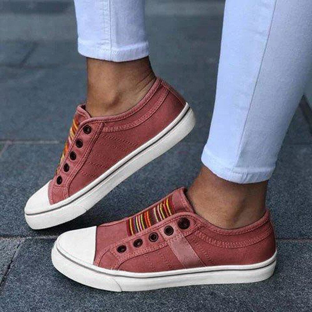 Women Large Size Canvas Elastic Wearable Casual Flats - Comfy Platform Shoes