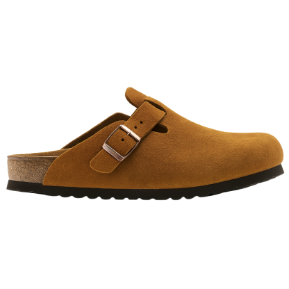 Suede Leather Clogs With Soft Cork Footbed Comfort