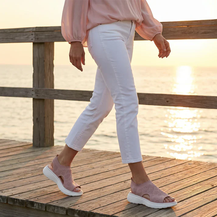 Knit Platform Sandals With Cushioned Sole For Women