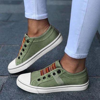 Women Large Size Canvas Elastic Wearable Casual Flats - Comfy Platform Shoes