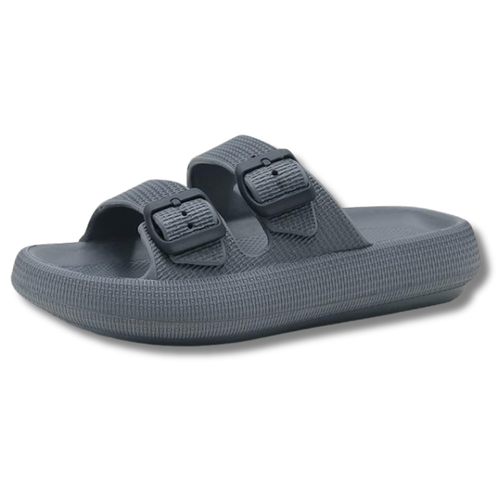 Women and Men Pillow Slippers Double Buckle Adjustable Slides