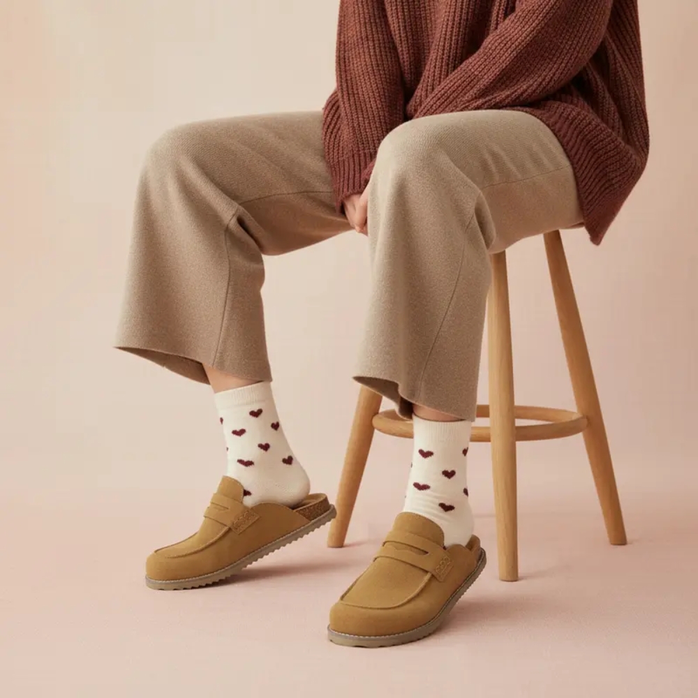 Women's Zola Suede Clog – Slip-On Genuine Suede Penny Loafer with Memory Foam, Cork Footbed & Flexible Outsole