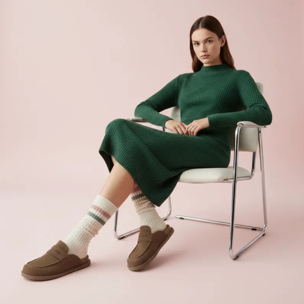 Women's Zola Suede Clog – Slip-On Genuine Suede Penny Loafer with Memory Foam, Cork Footbed & Flexible Outsole