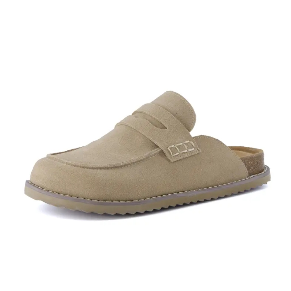 Women's Zola Suede Clog – Slip-On Genuine Suede Penny Loafer with Memory Foam, Cork Footbed & Flexible Outsole