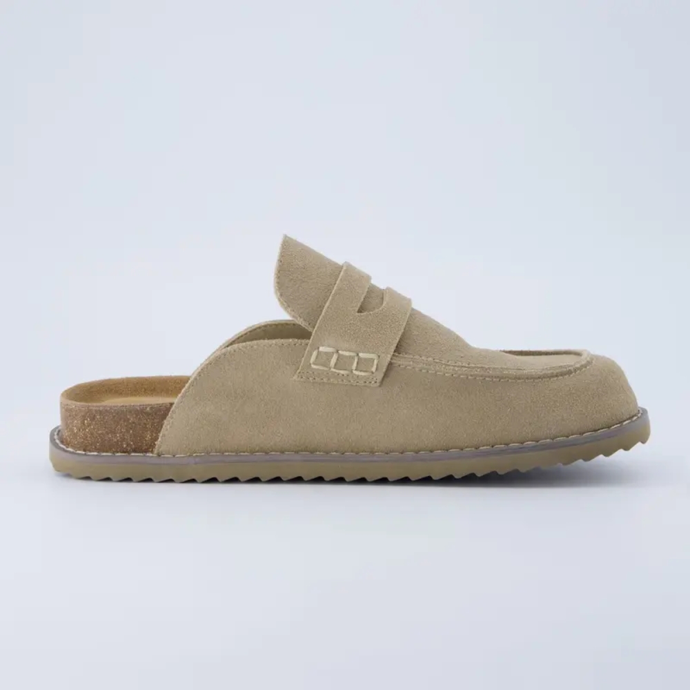 Women's Zola Suede Clog – Slip-On Genuine Suede Penny Loafer with Memory Foam, Cork Footbed & Flexible Outsole