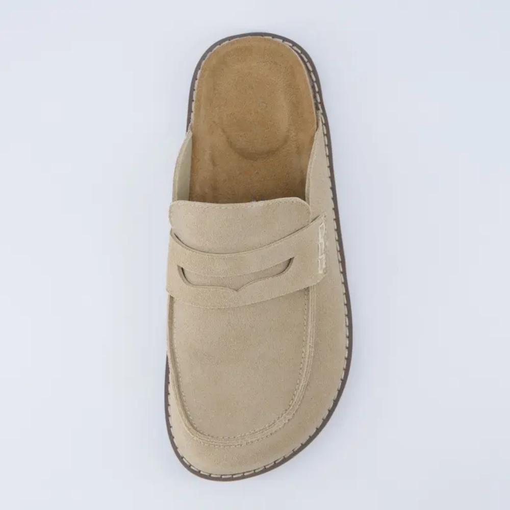 Women's Zola Suede Clog – Slip-On Genuine Suede Penny Loafer with Memory Foam, Cork Footbed & Flexible Outsole