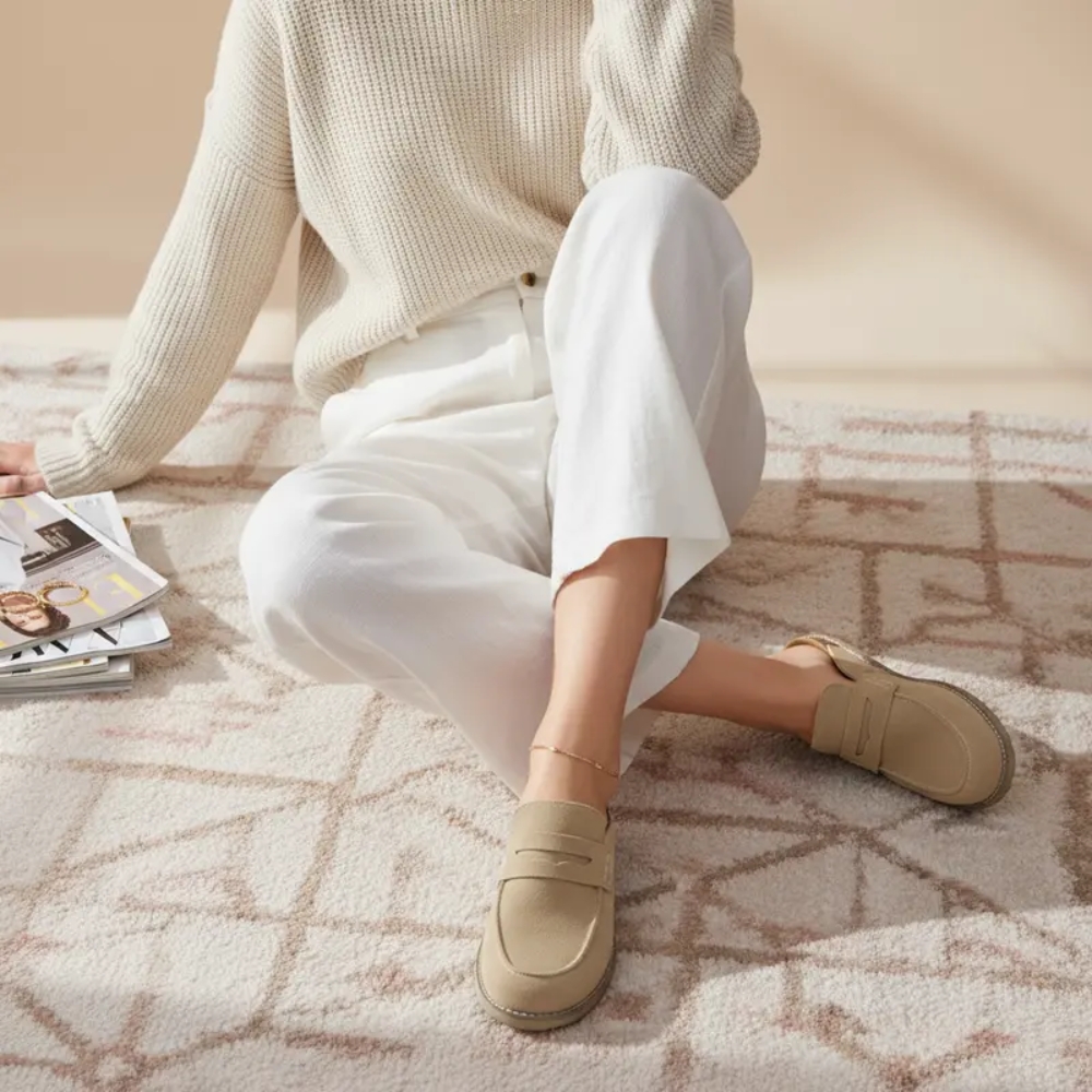 Women's Zola Suede Clog – Slip-On Genuine Suede Penny Loafer with Memory Foam, Cork Footbed & Flexible Outsole