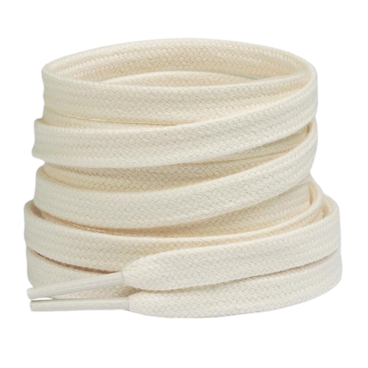 Pair of 2 Cotton Flat Shoelaces Wide for Sneakers and Athletic Shoes