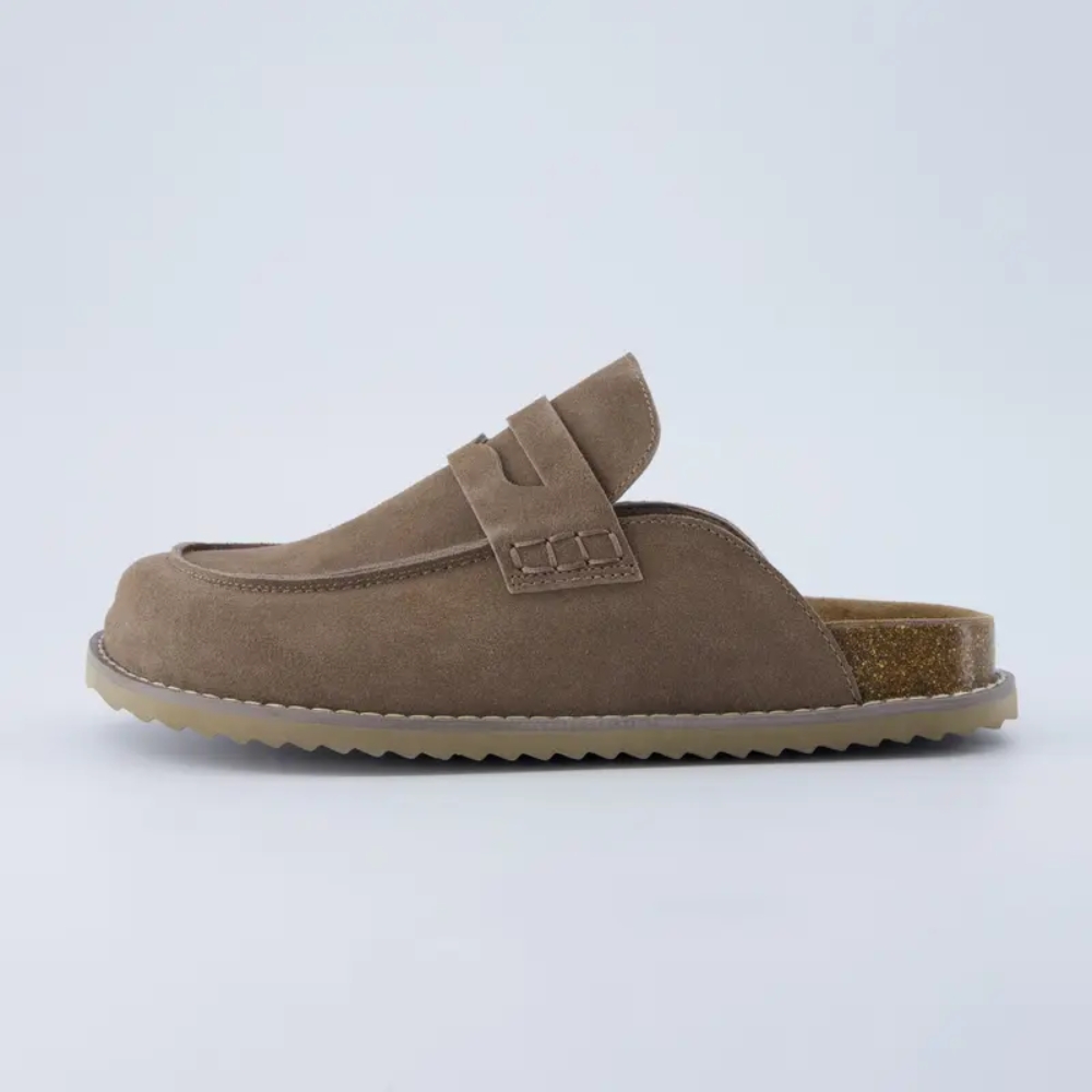 Women's Zola Suede Clog – Slip-On Genuine Suede Penny Loafer with Memory Foam, Cork Footbed & Flexible Outsole