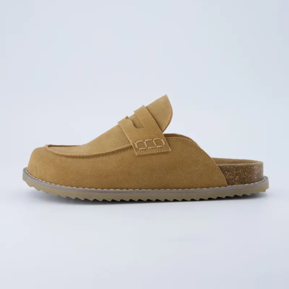 Women's Zola Suede Clog – Slip-On Genuine Suede Penny Loafer with Memory Foam, Cork Footbed & Flexible Outsole