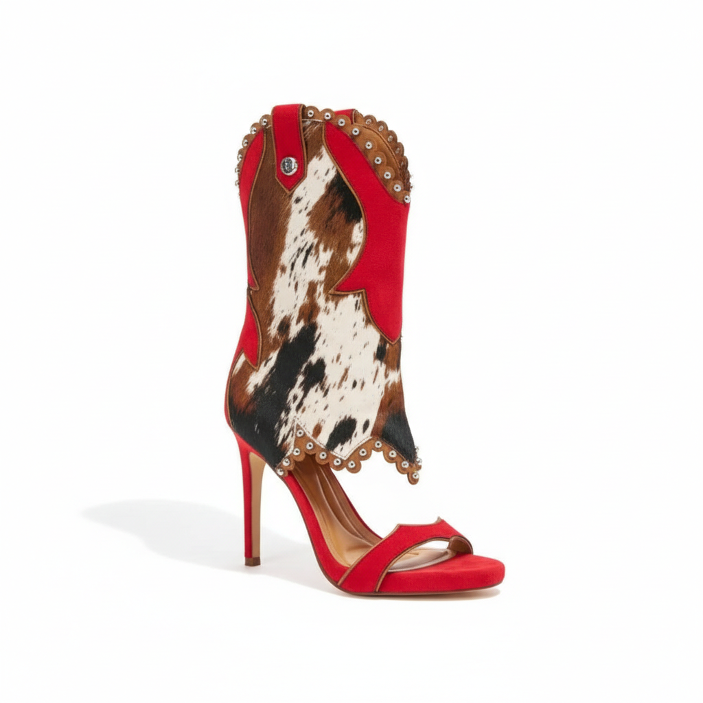 Western Gladiator Style Cow Pattern Sandal For Women