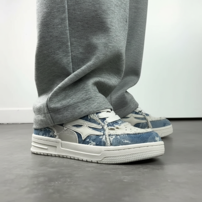 Street Style Chunky Denim Sneakers For Women