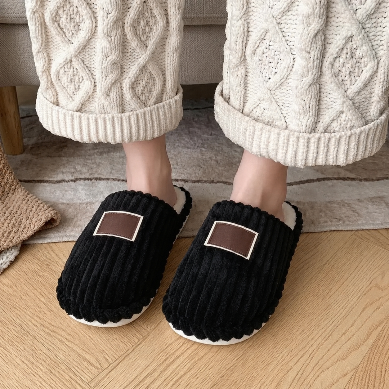 Thick Sole Indoor Outdoor Fur Slippers For Women