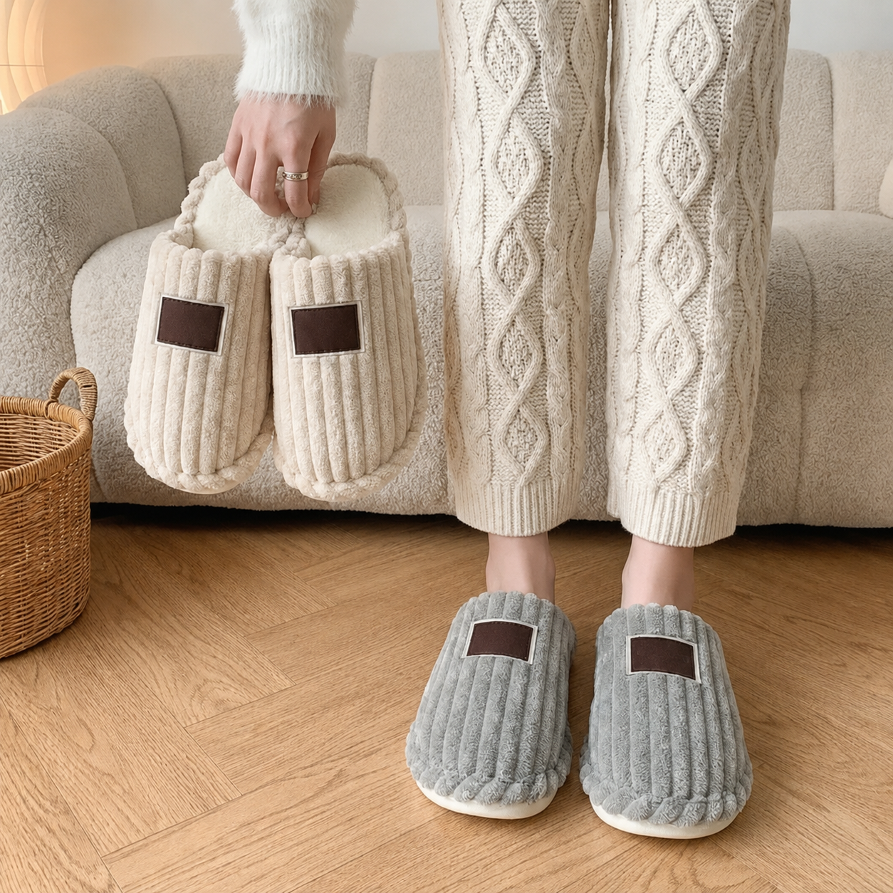 Thick Sole Indoor Outdoor Fur Slippers For Women