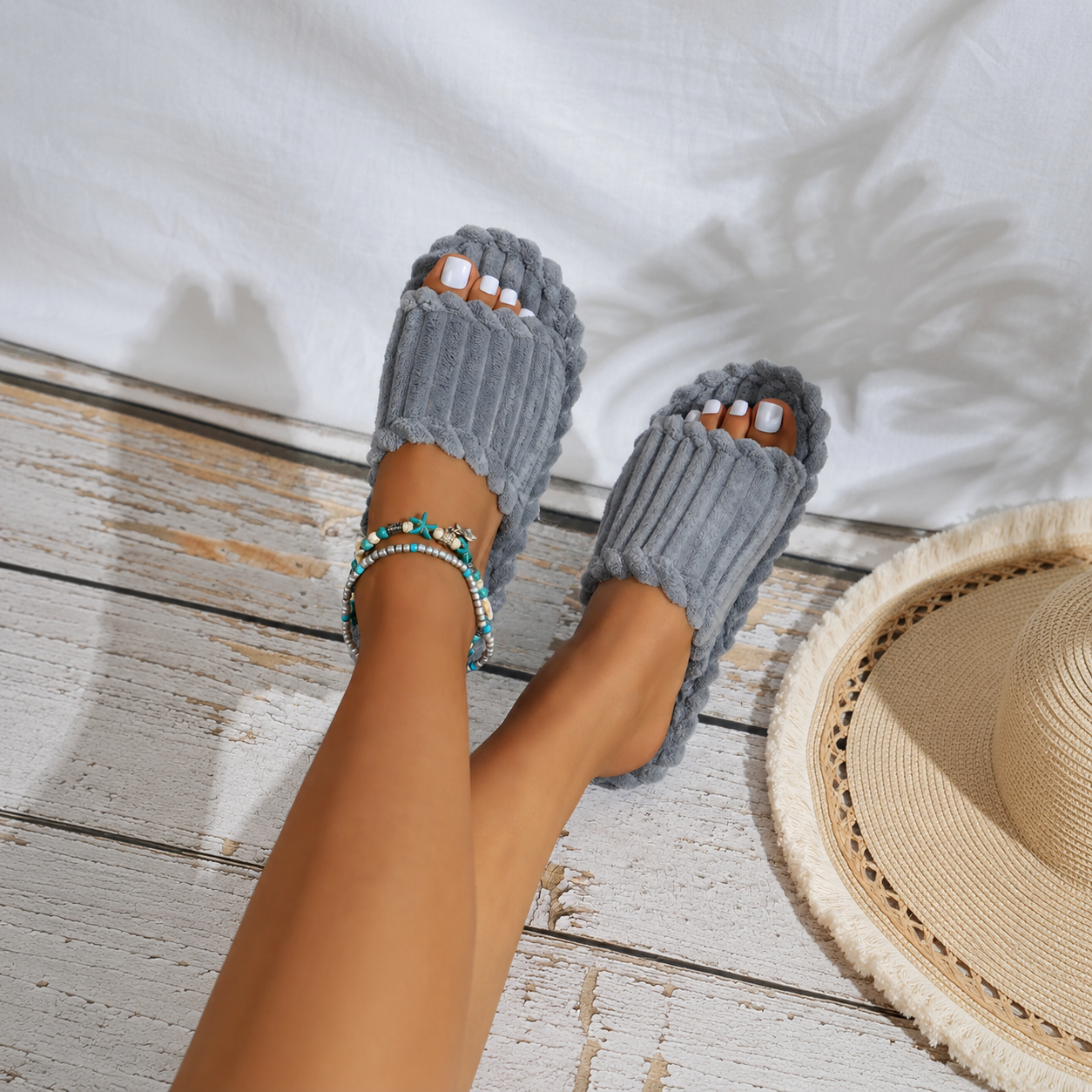 Fluffy Fleece Indoor Winter Slippers For Women