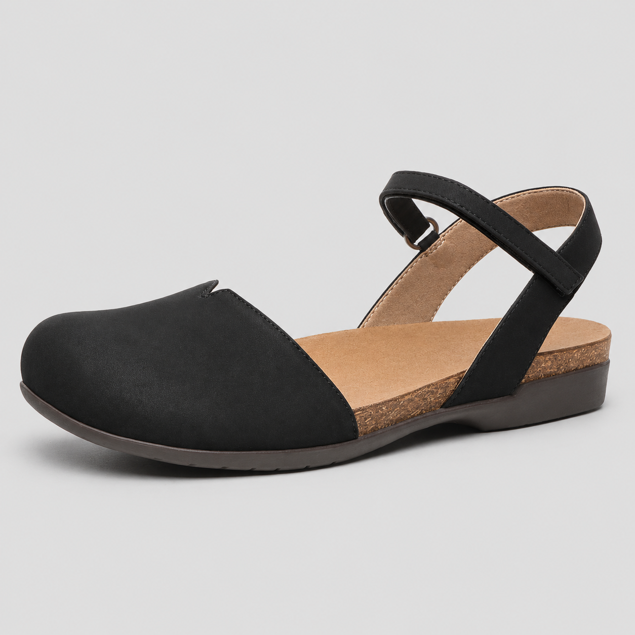 Closed Flat Sandals with Cork Footbed for Women