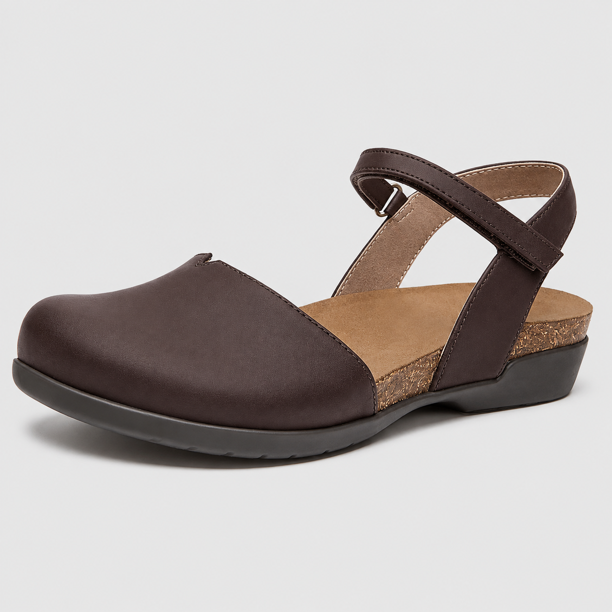 Closed Flat Sandals with Cork Footbed for Women