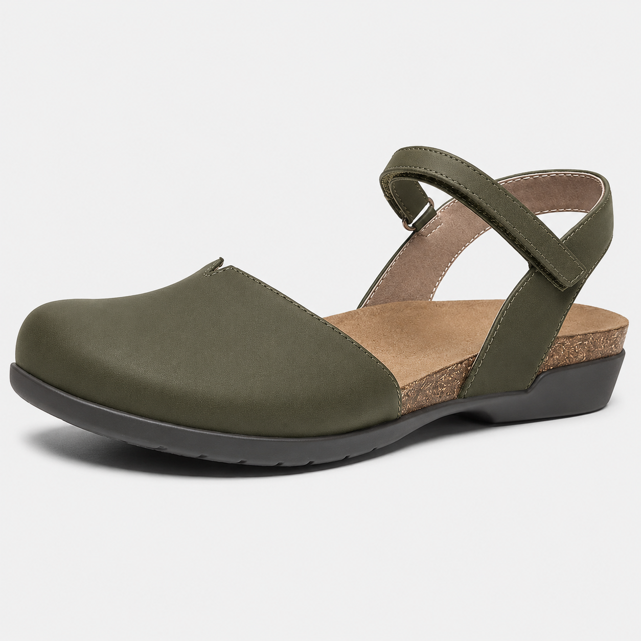 Closed Flat Sandals with Cork Footbed for Women