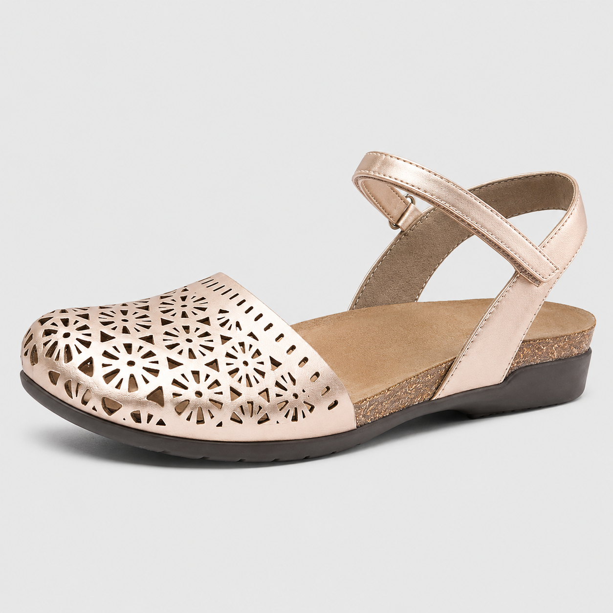 Closed Flat Sandals with Cork Footbed for Women