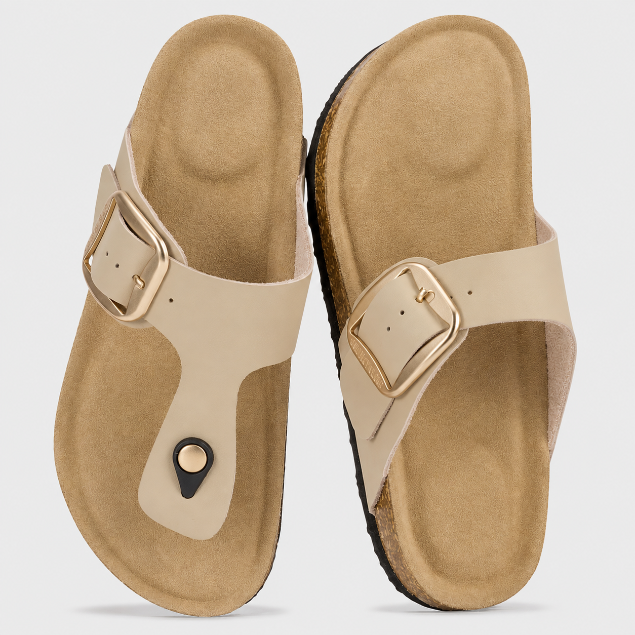 Casual Buckle Slide Sandals with Cushioned Insole and Non Slip Sole for Women
