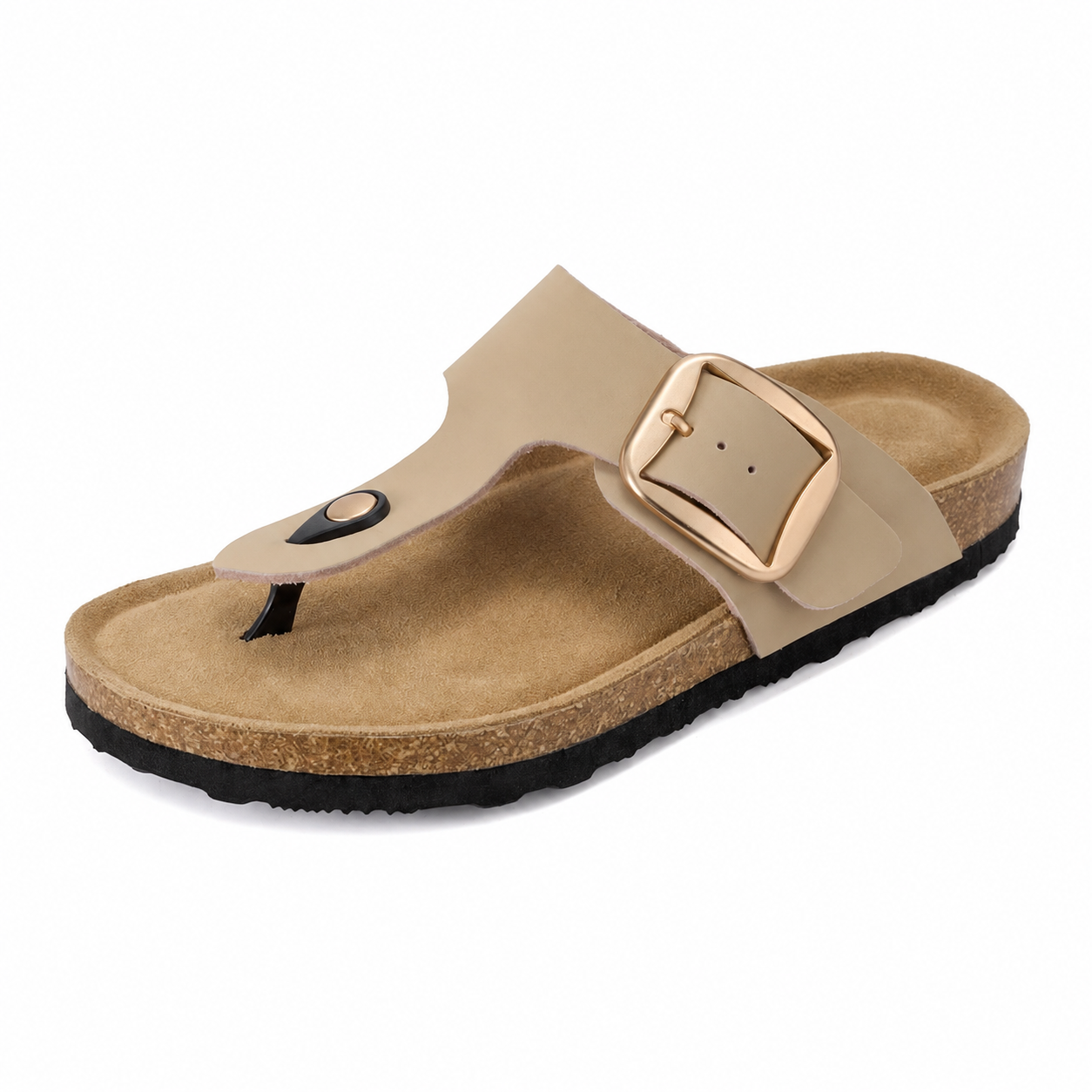 Casual Buckle Slide Sandals with Cushioned Insole and Non Slip Sole for Women