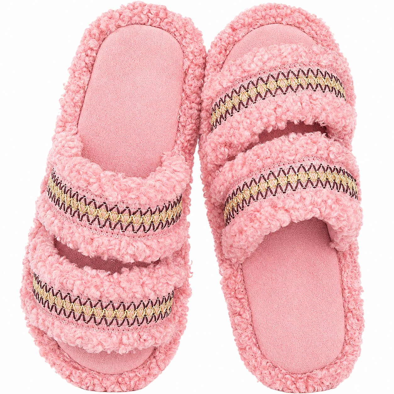 Double Strap Memory Foam Indoor Slippers For Women