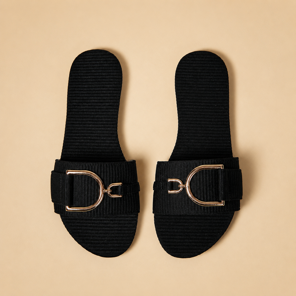 Decorative Buckle Strap Casual Flat Slide Sandals