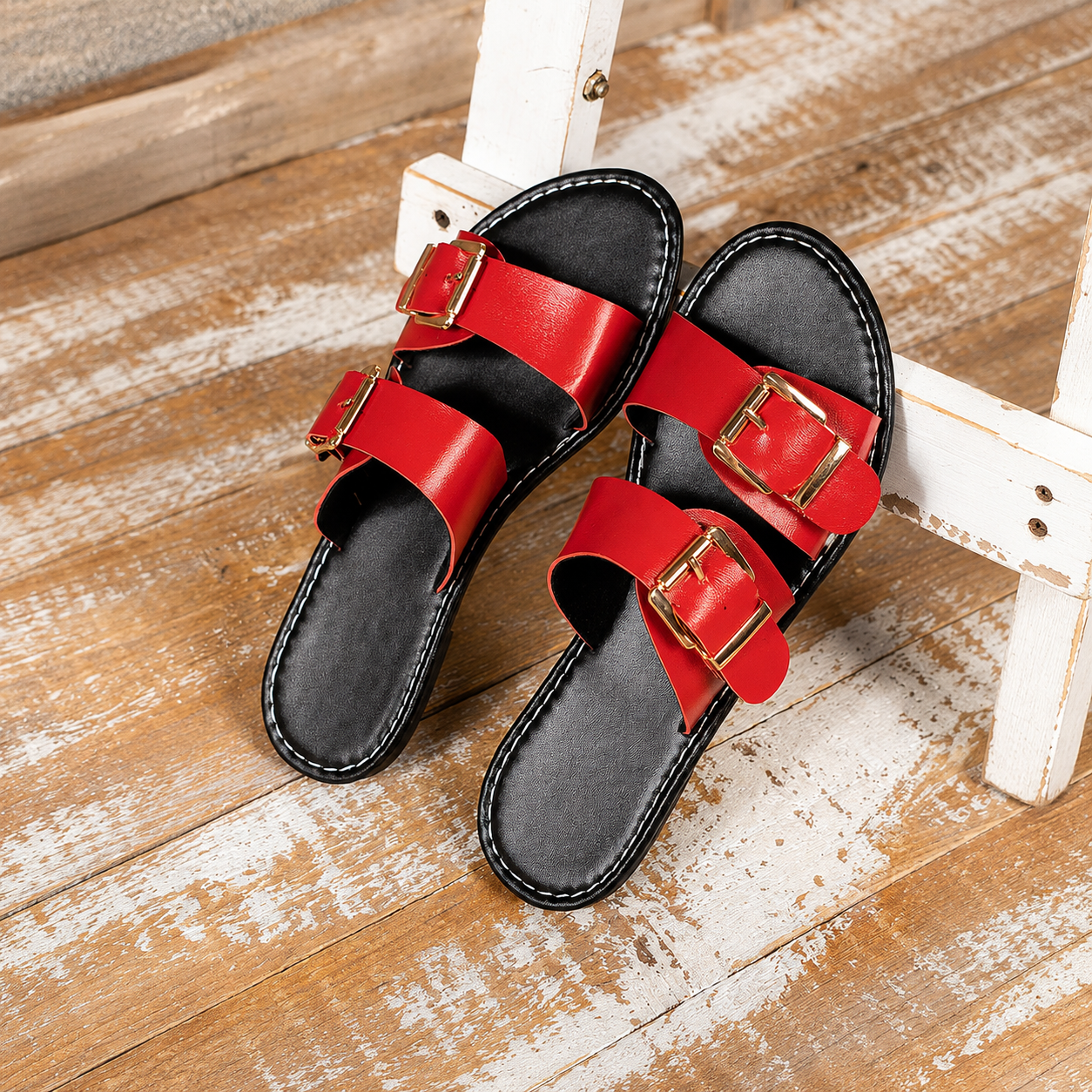 Retro Summer Beach Fashion Buckle Flat Sandals For Women