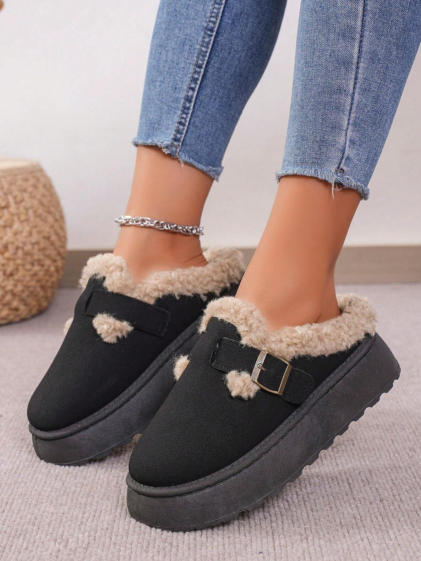 Cozy Winter Plush Lined Platform House Slippers - Comfy Platform Shoes