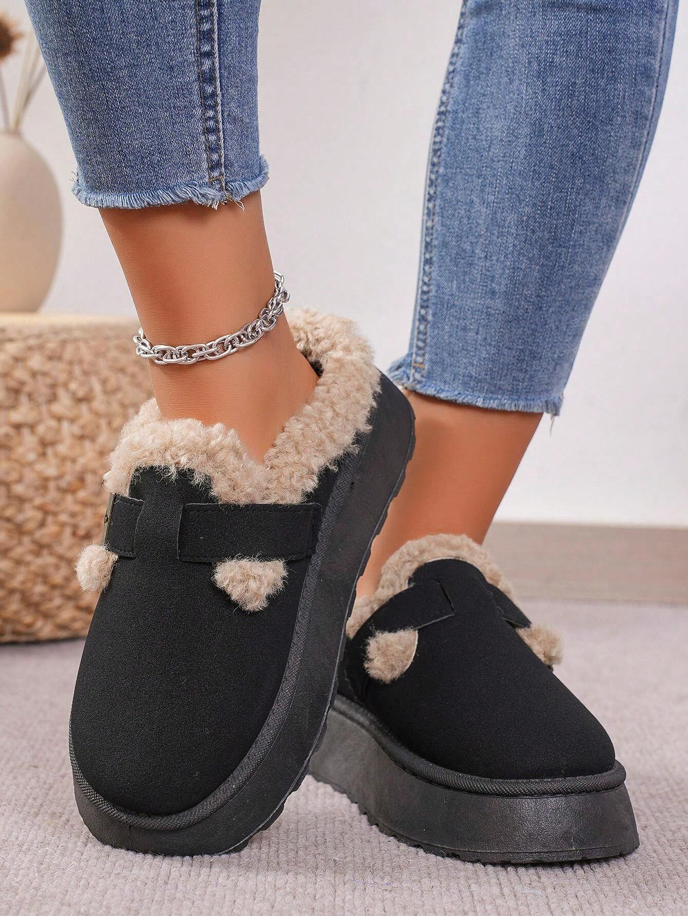 Cozy Winter Plush Lined Platform House Slippers - Comfy Platform Shoes