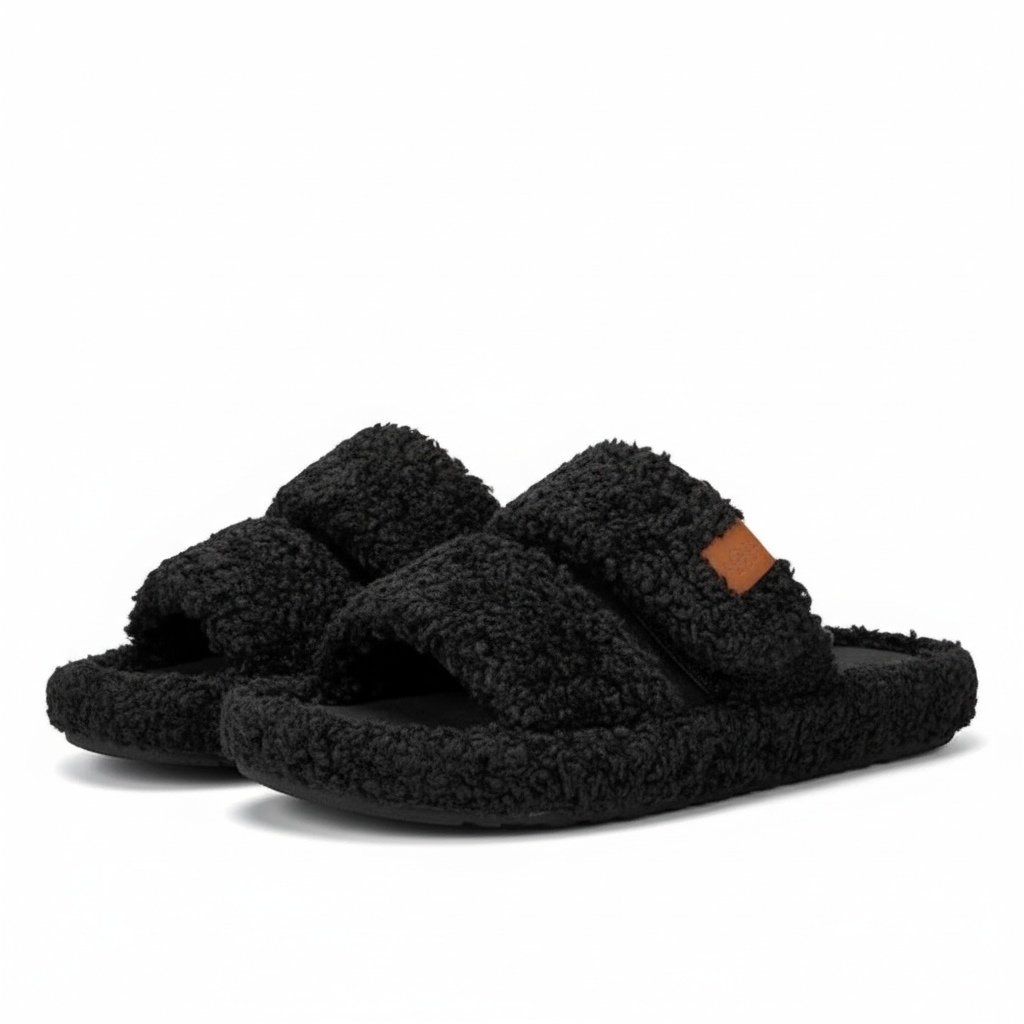 Women Memory Foam Fuzzy Open Toe House Slippers